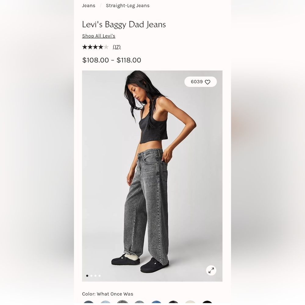 Levi's baggy dad jeans gray wash